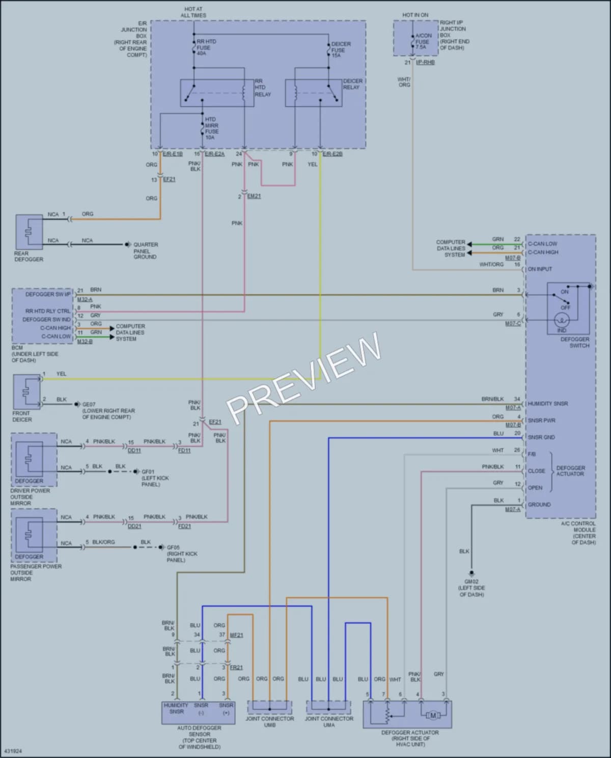 2014 Hyundai Equus Defoggers wiring diagram preview