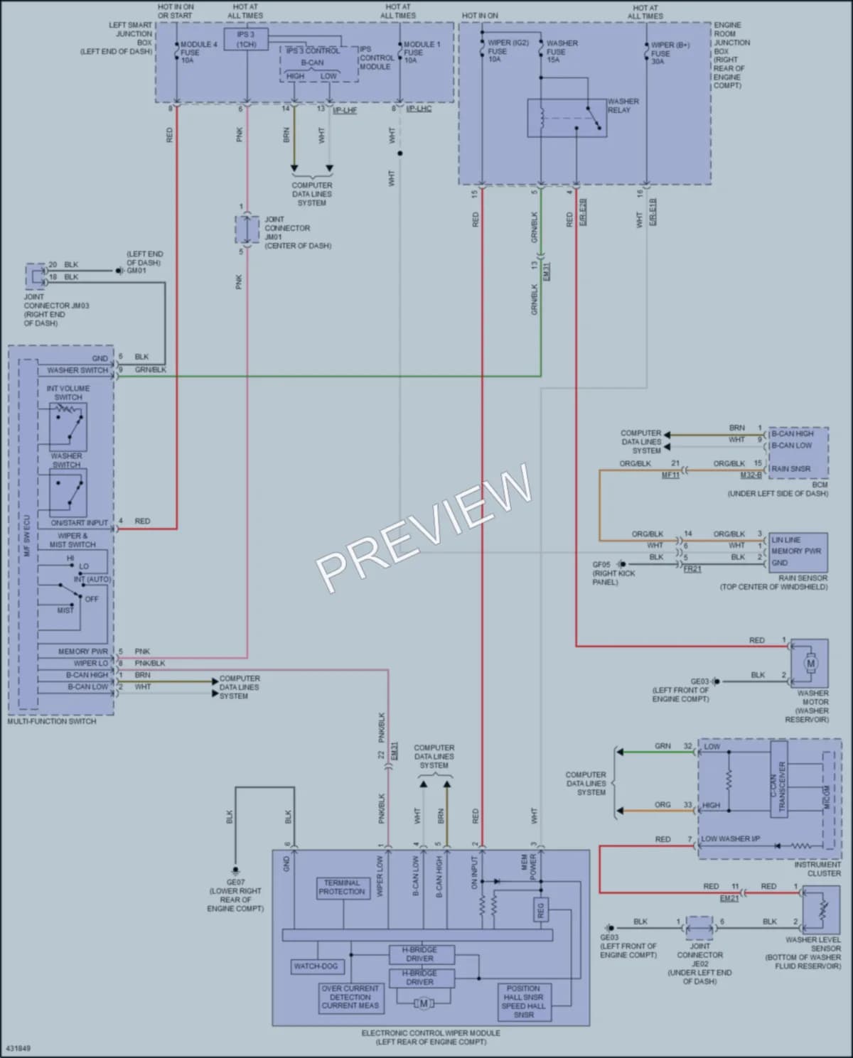 2014 Hyundai Equus Wiper Washer wiring diagram preview