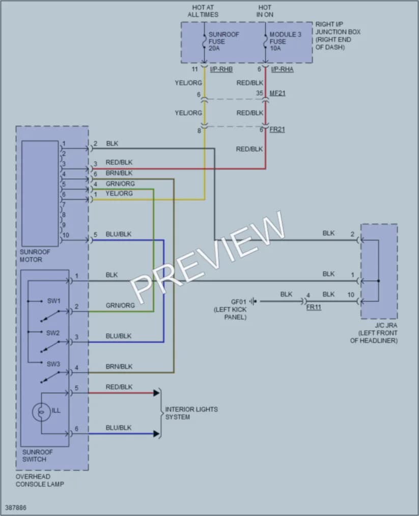 2014 Hyundai Genesis Power Top Sunroof wiring diagram preview