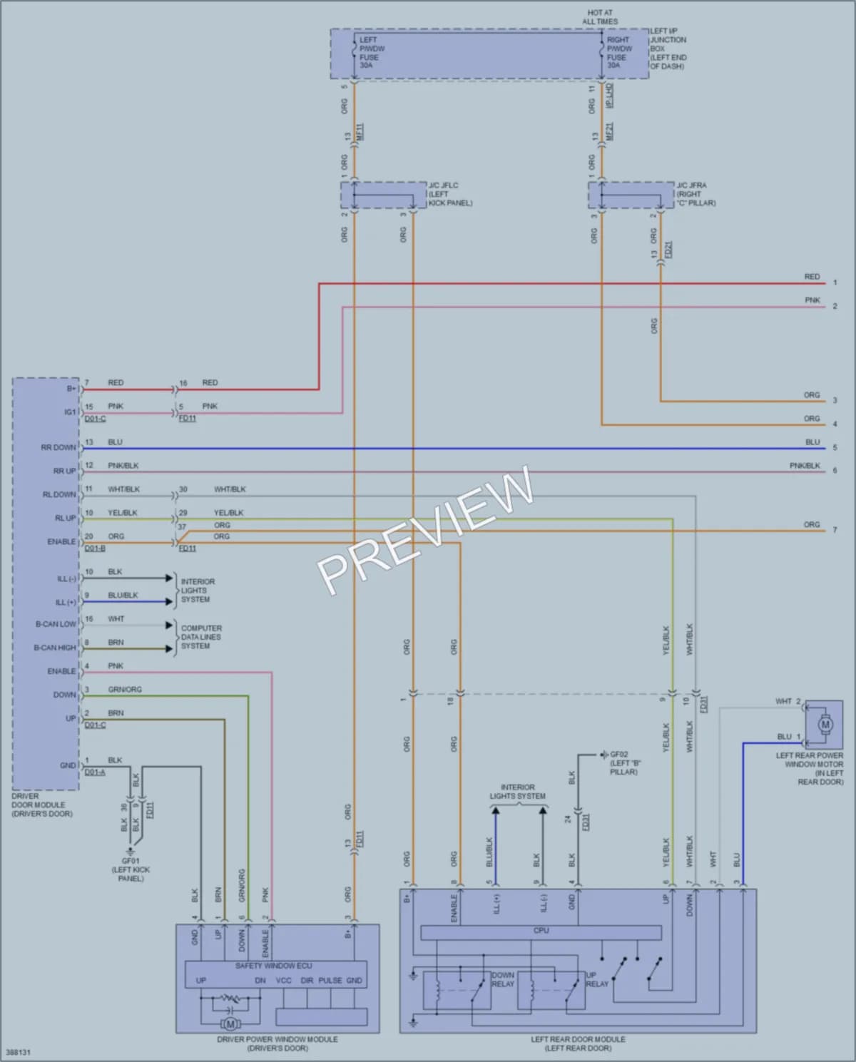 2014 Hyundai Genesis Power Windows wiring diagram preview