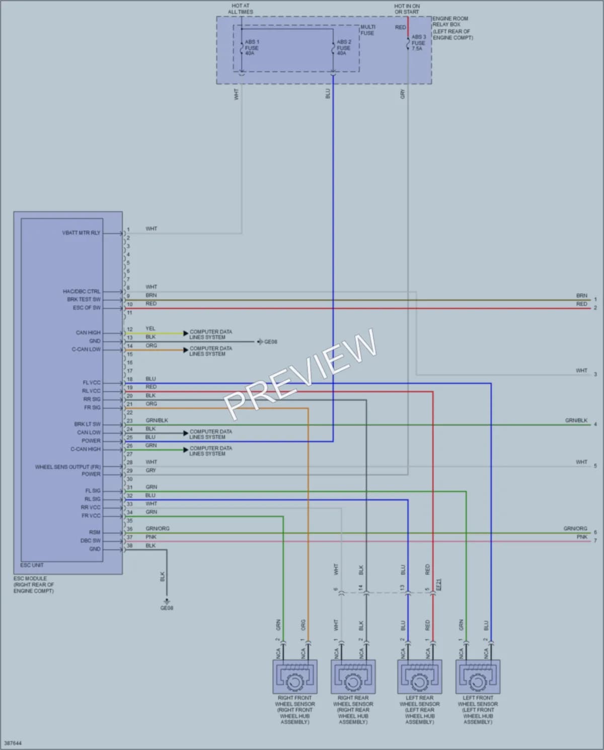 2014 Hyundai SantaFe Anti Lock Brakes wiring diagram preview