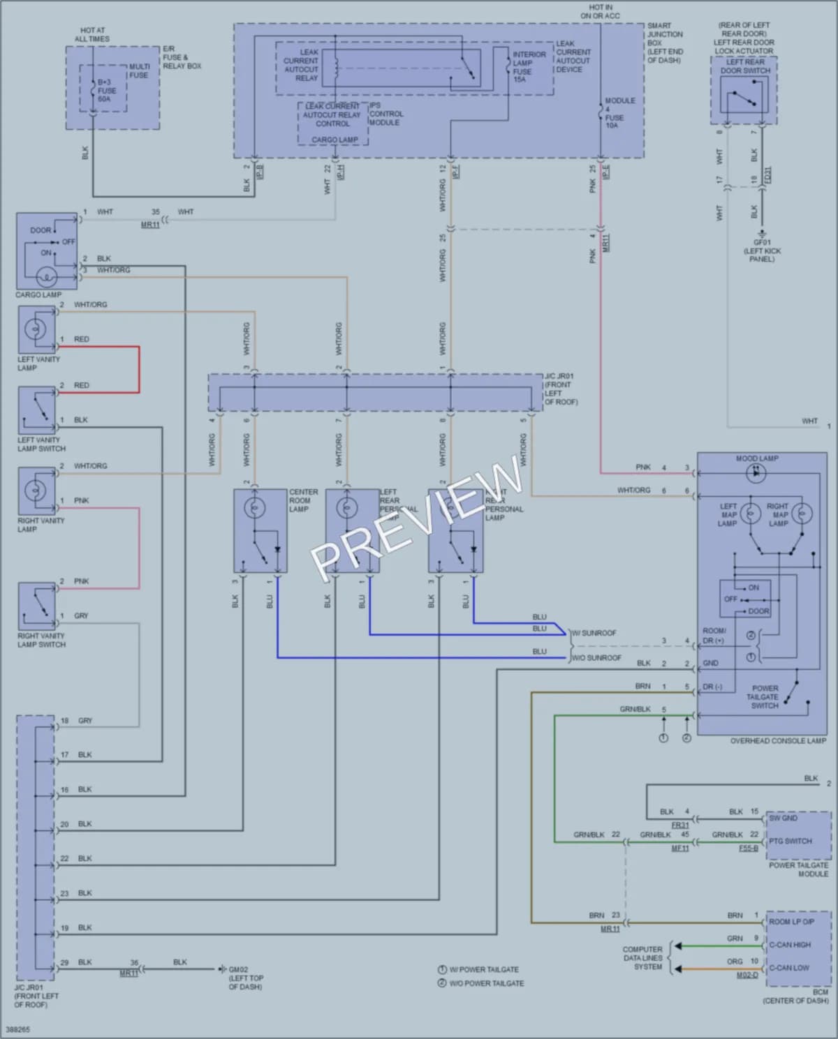 2014 Hyundai SantaFe Interior Lights wiring diagram preview