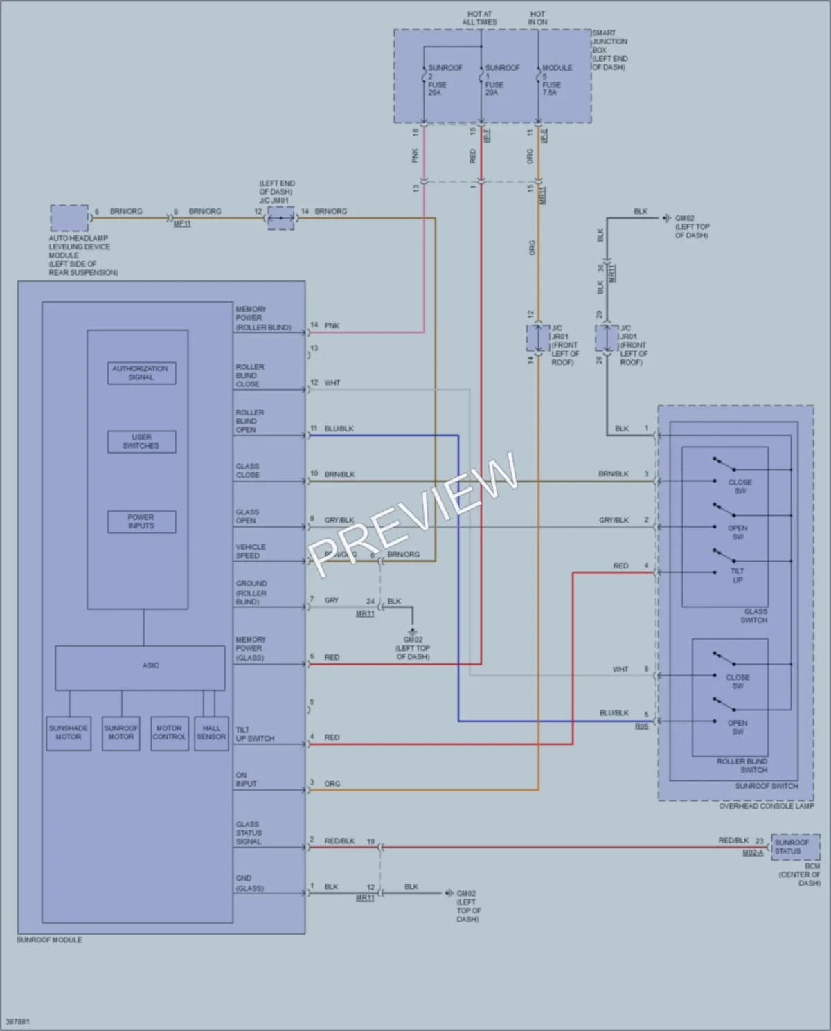 2014 Hyundai SantaFe Power Top Sunroof wiring diagram preview