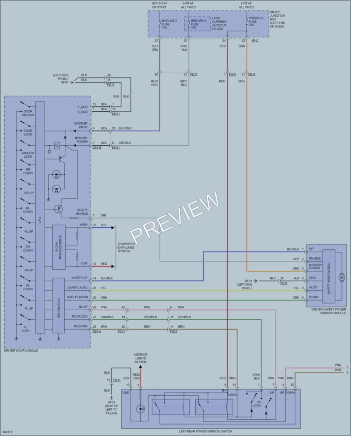 2014 Hyundai SantaFe Power Windows wiring diagram preview