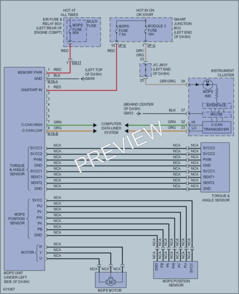 2014 Hyundai SantaFeSport Electronic Power Steering wiring diagram preview