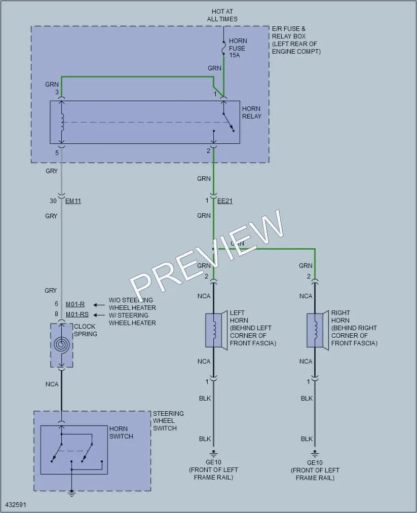 2014 Hyundai SantaFeSport Horn wiring diagram preview
