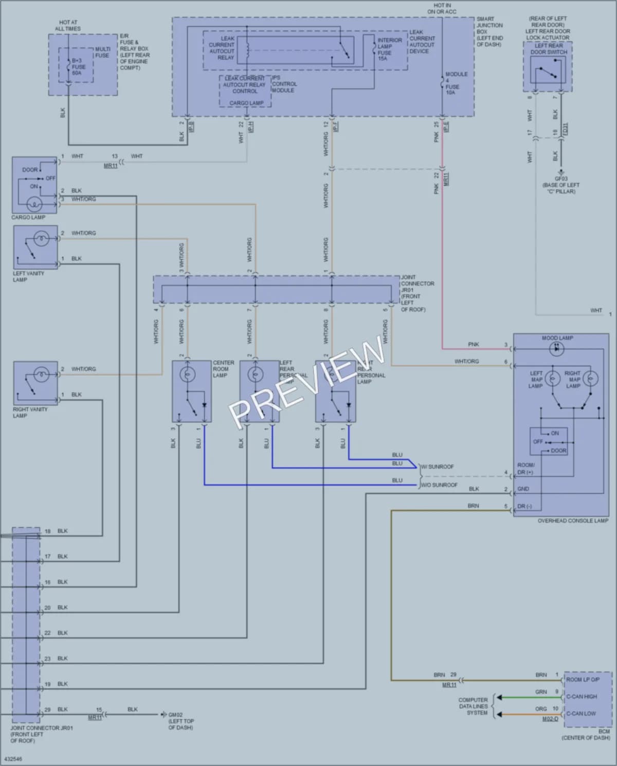 2014 Hyundai SantaFeSport Interior Lights wiring diagram preview