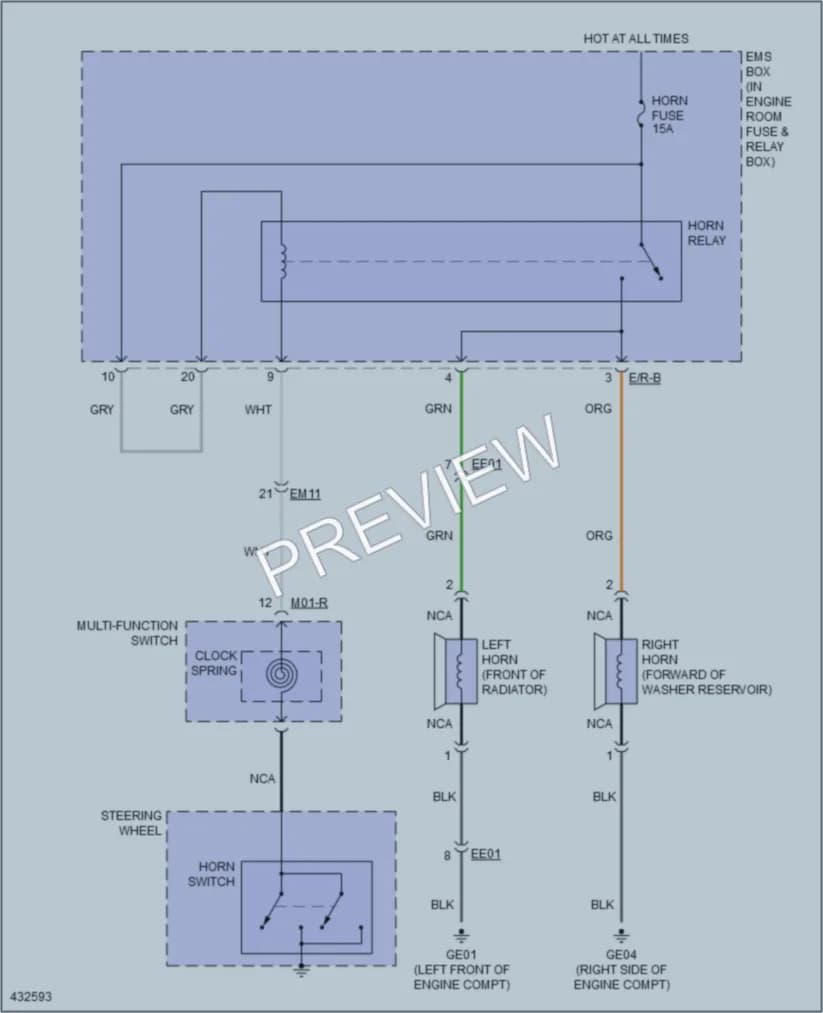2014 Hyundai Sonata Horn wiring diagram preview
