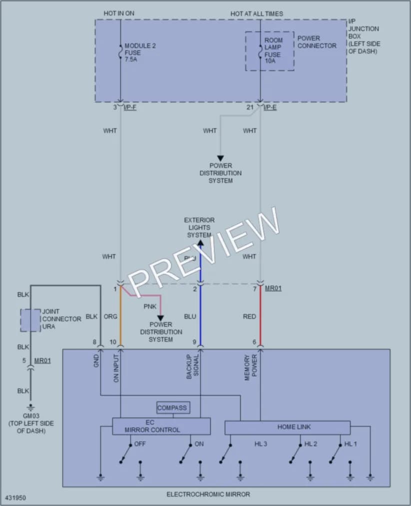 2014 Hyundai Sonata Power Mirrors wiring diagram preview