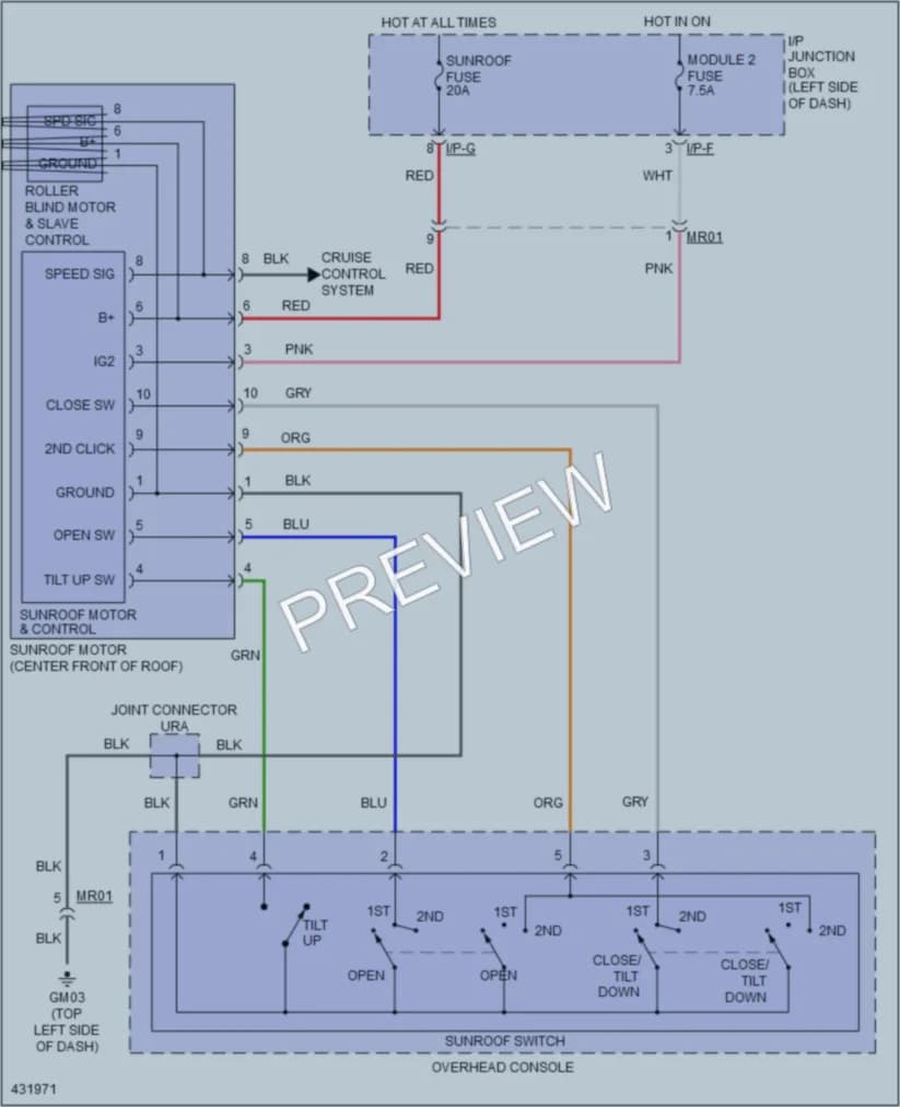 2014 Hyundai Sonata Power Top Sunroof wiring diagram preview