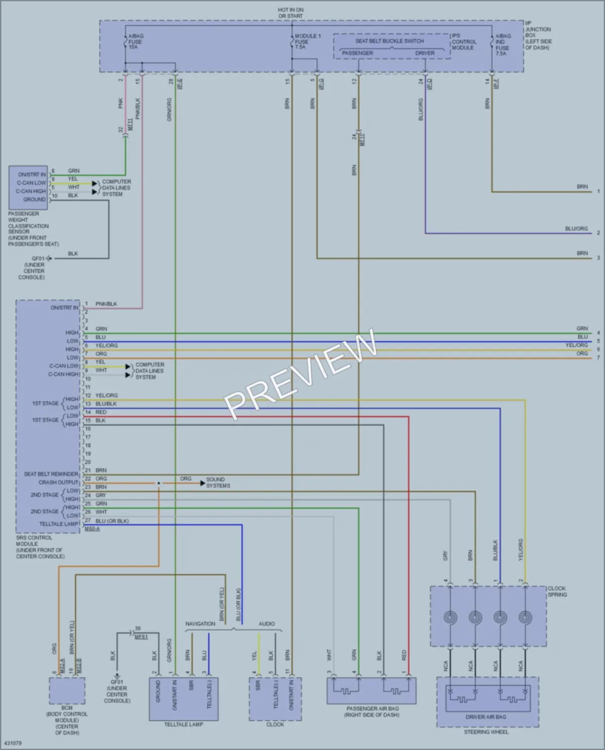 2014 Hyundai Sonata Supplemental Restraints wiring diagram preview