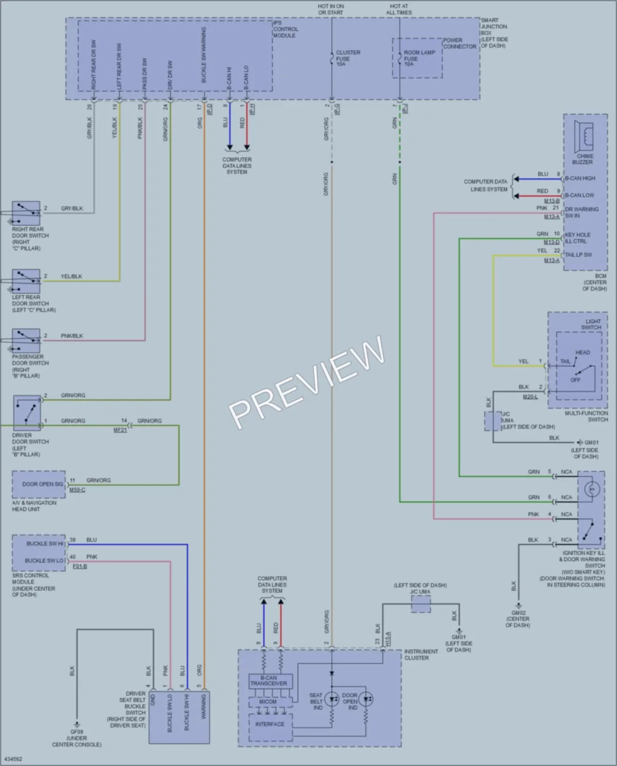 2014 Hyundai Tucson Warning Systems wiring diagram preview