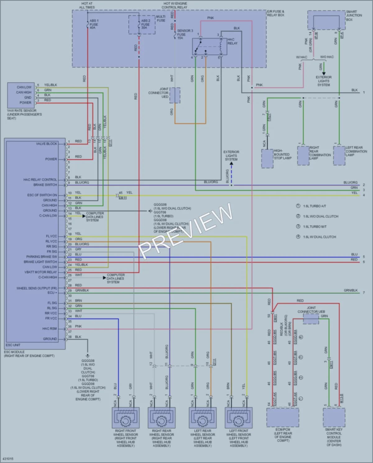 2014 Hyundai Veloster Anti Lock Brakes wiring diagram preview