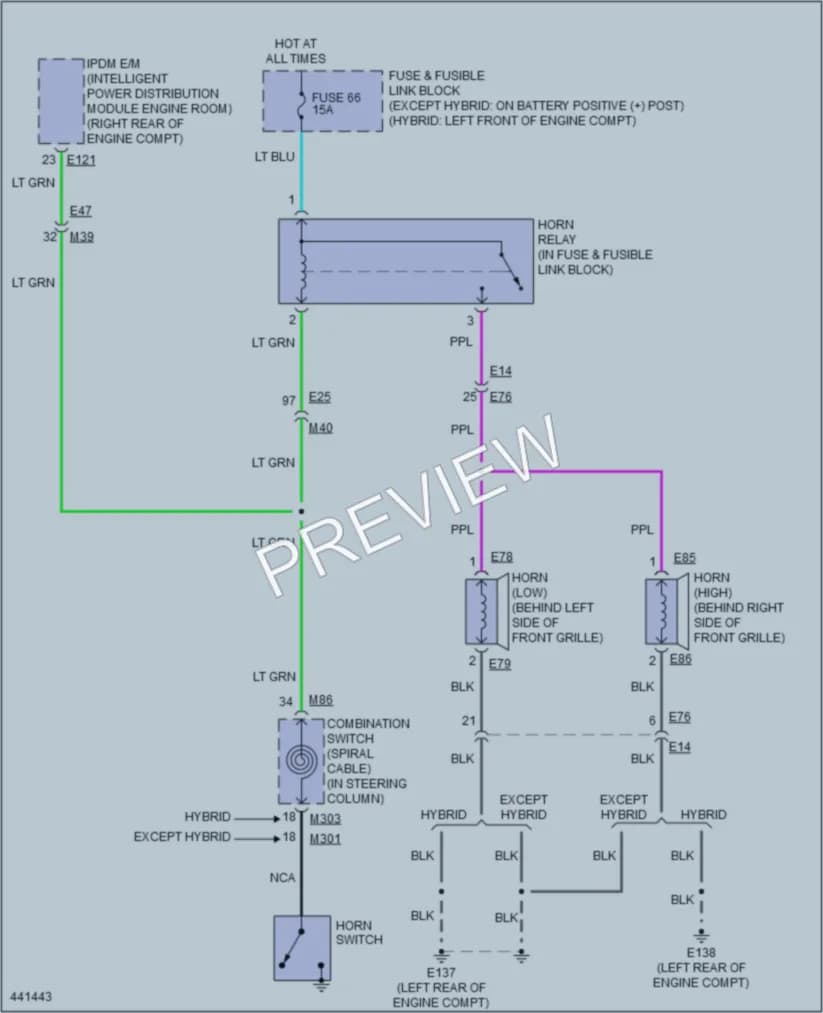 2014 Infiniti Q50 Horn wiring diagram preview