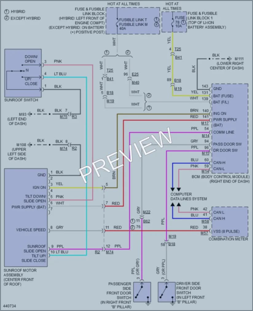 2014 Infiniti Q50 Power Top Sunroof wiring diagram preview