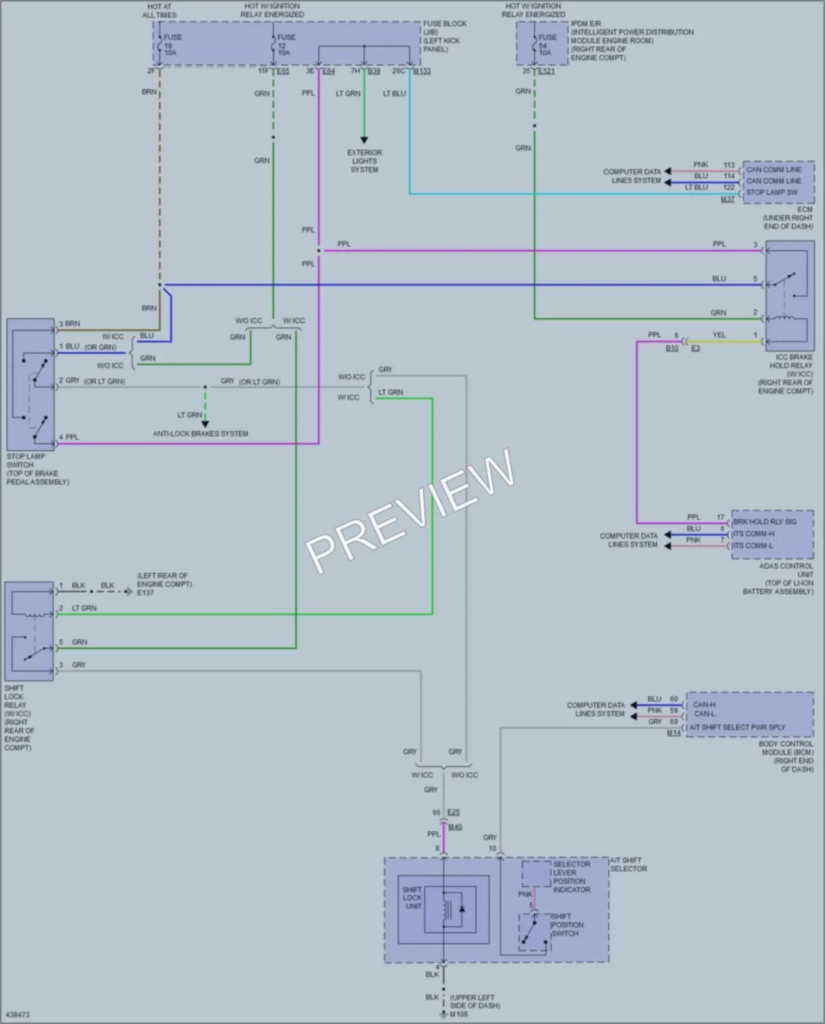 2014 Infiniti Q50 Shift Interlock wiring diagram preview