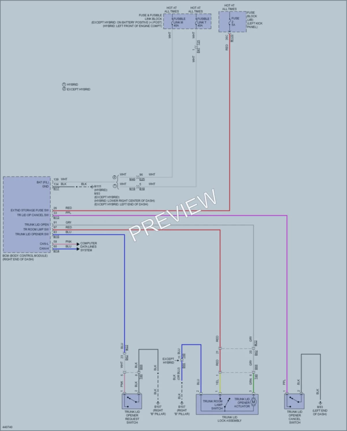 2014 Infiniti Q50 Trunk Tailgate Fuel Door wiring diagram preview