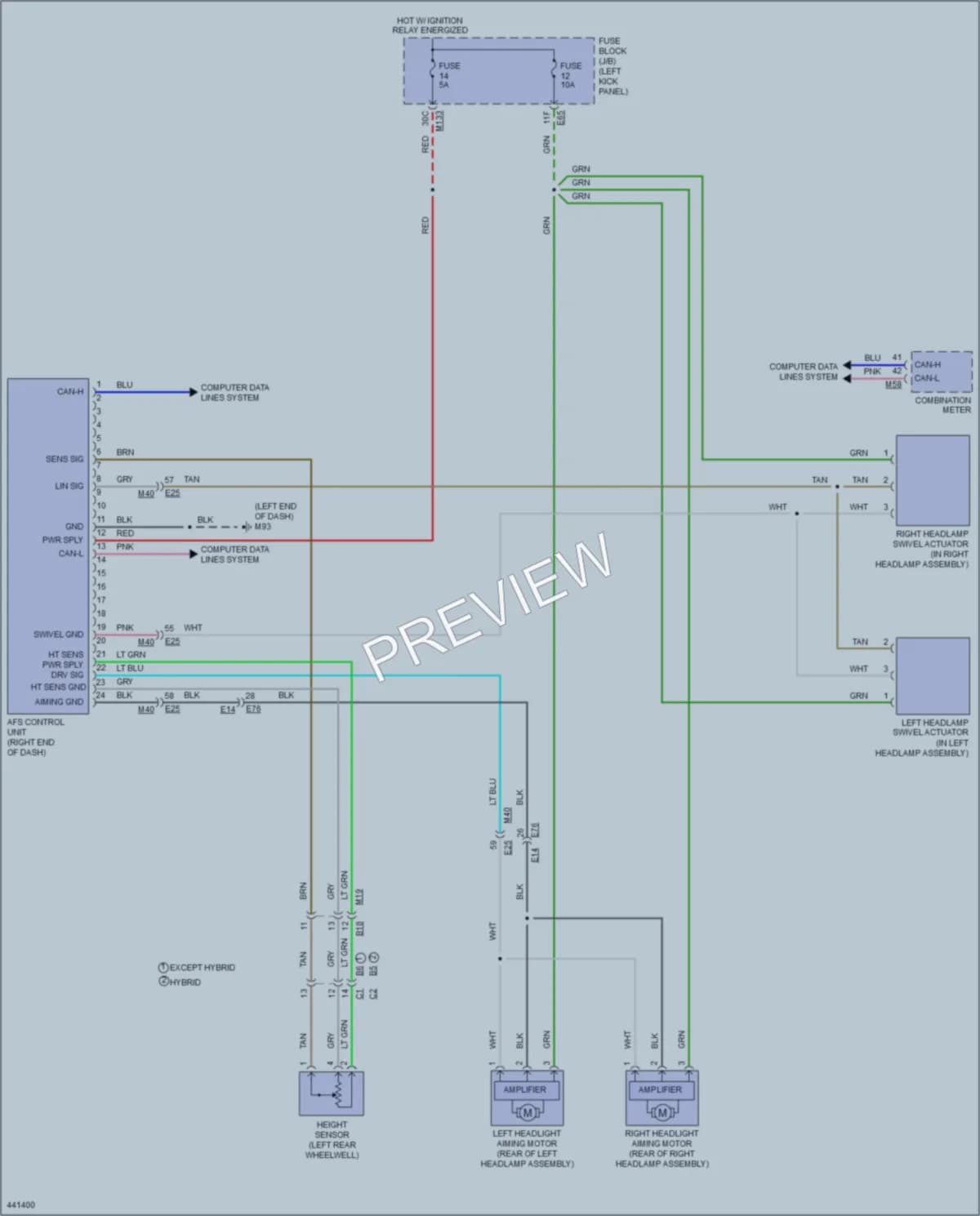 2014 Infiniti Q50Hybrid Headlights wiring diagram preview