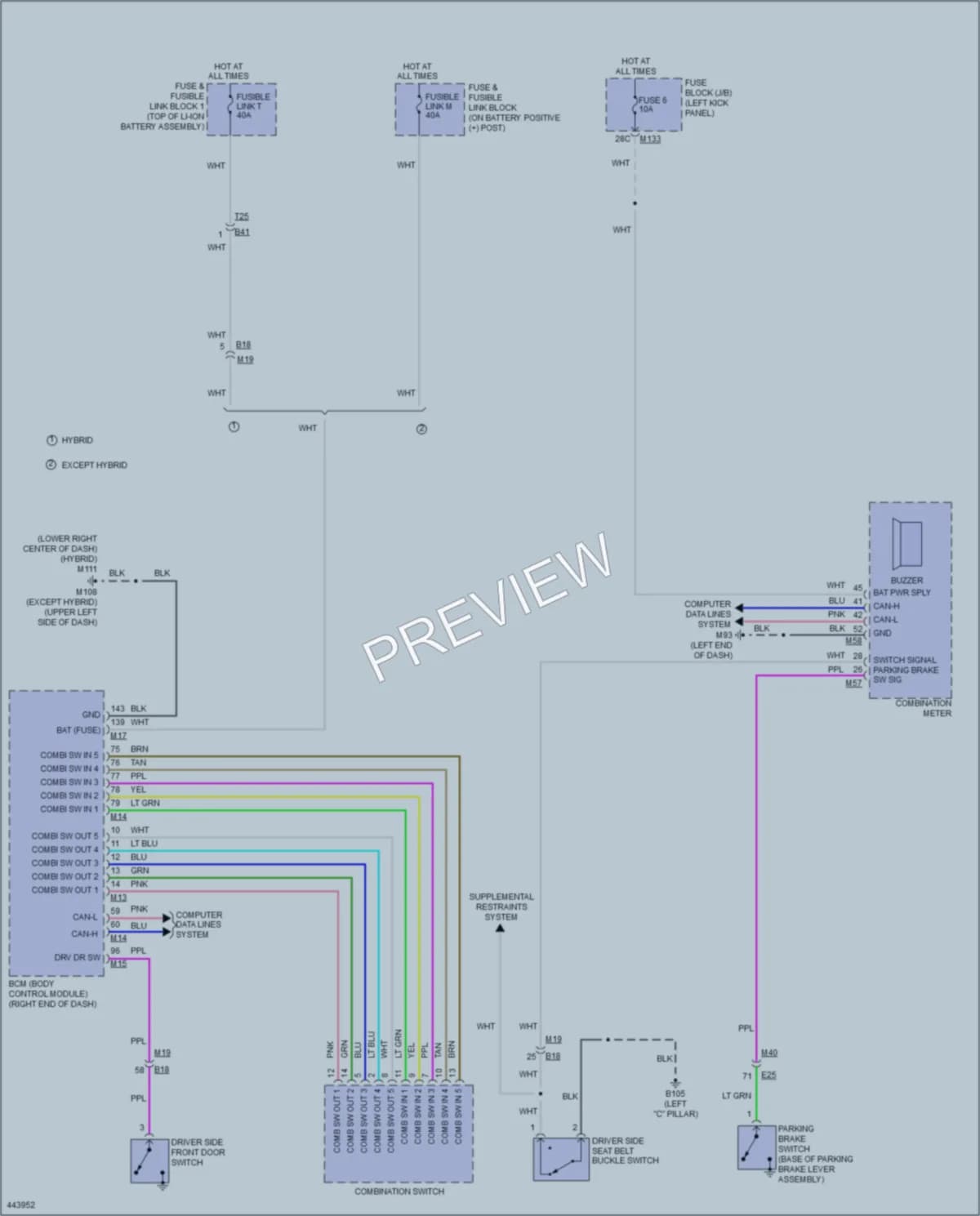 2014 Infiniti Q50Hybrid Warning Systems wiring diagram preview