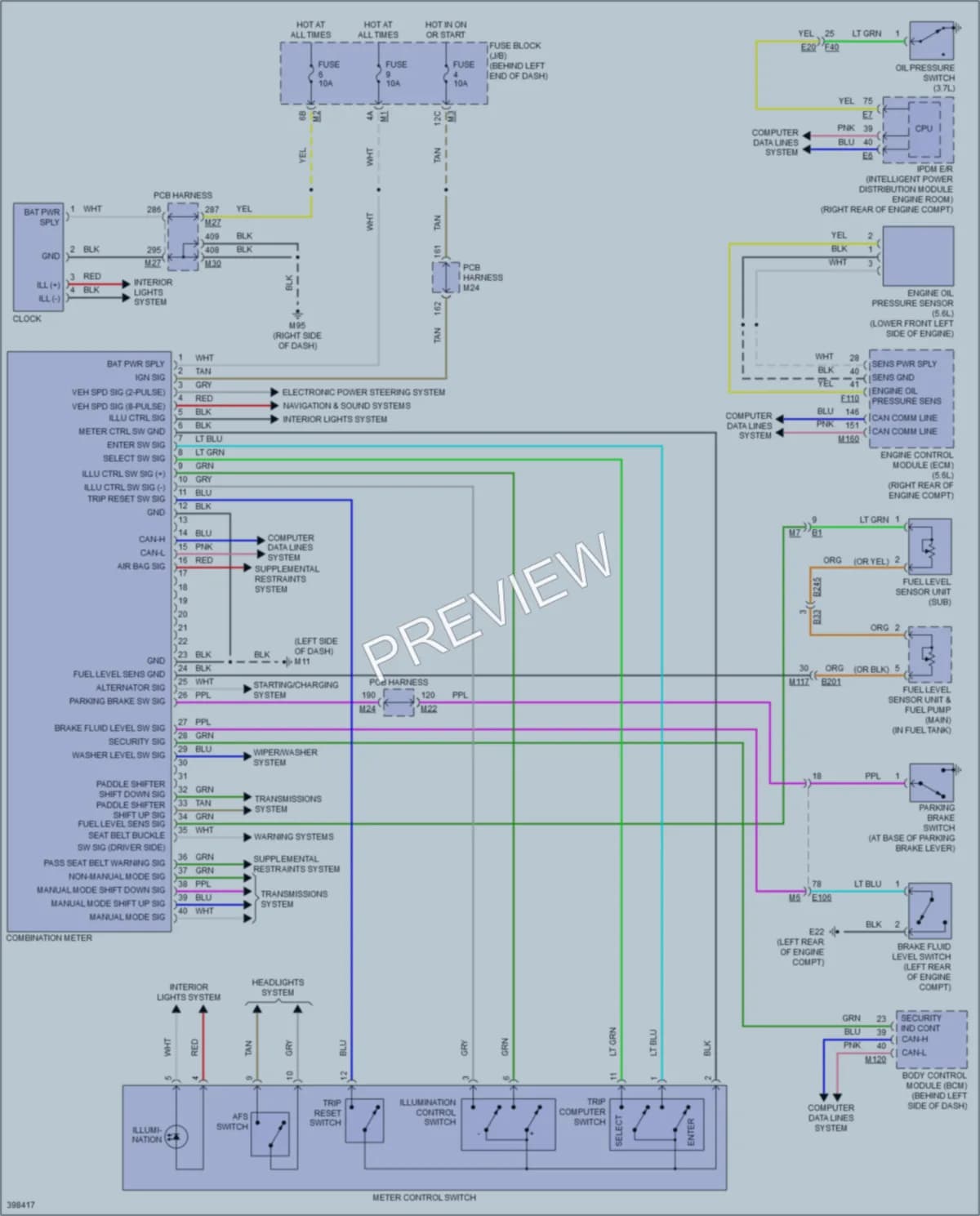 2014 Infiniti Q70Hybrid Instrument Cluster wiring diagram preview
