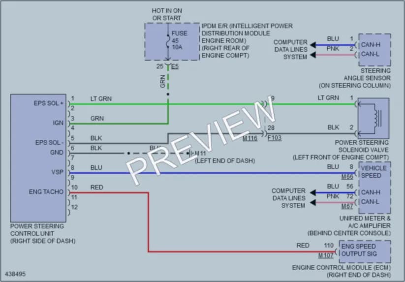 2014 Infiniti QX50 Electronic Power Steering wiring diagram preview