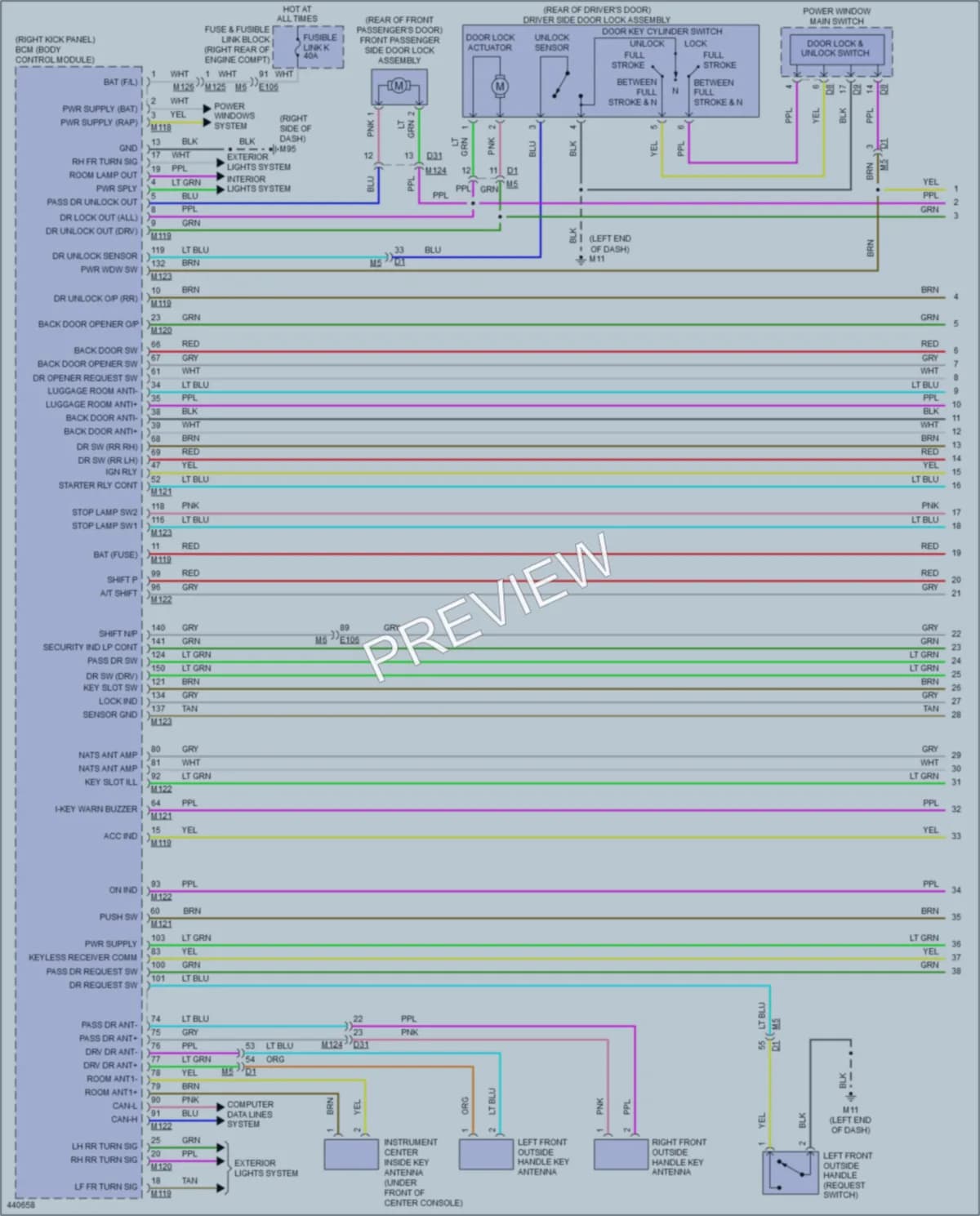 2014 Infiniti QX50 Power Door Locks wiring diagram preview