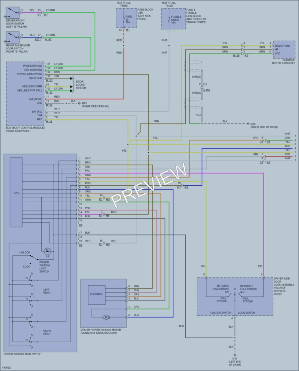 2014 Infiniti QX50 Power Windows wiring diagram preview