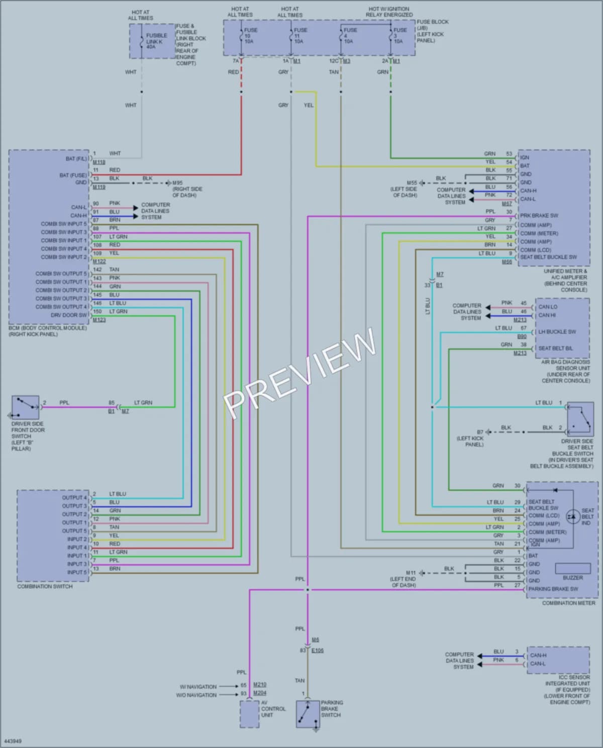 2014 Infiniti QX50 Warning Systems wiring diagram preview