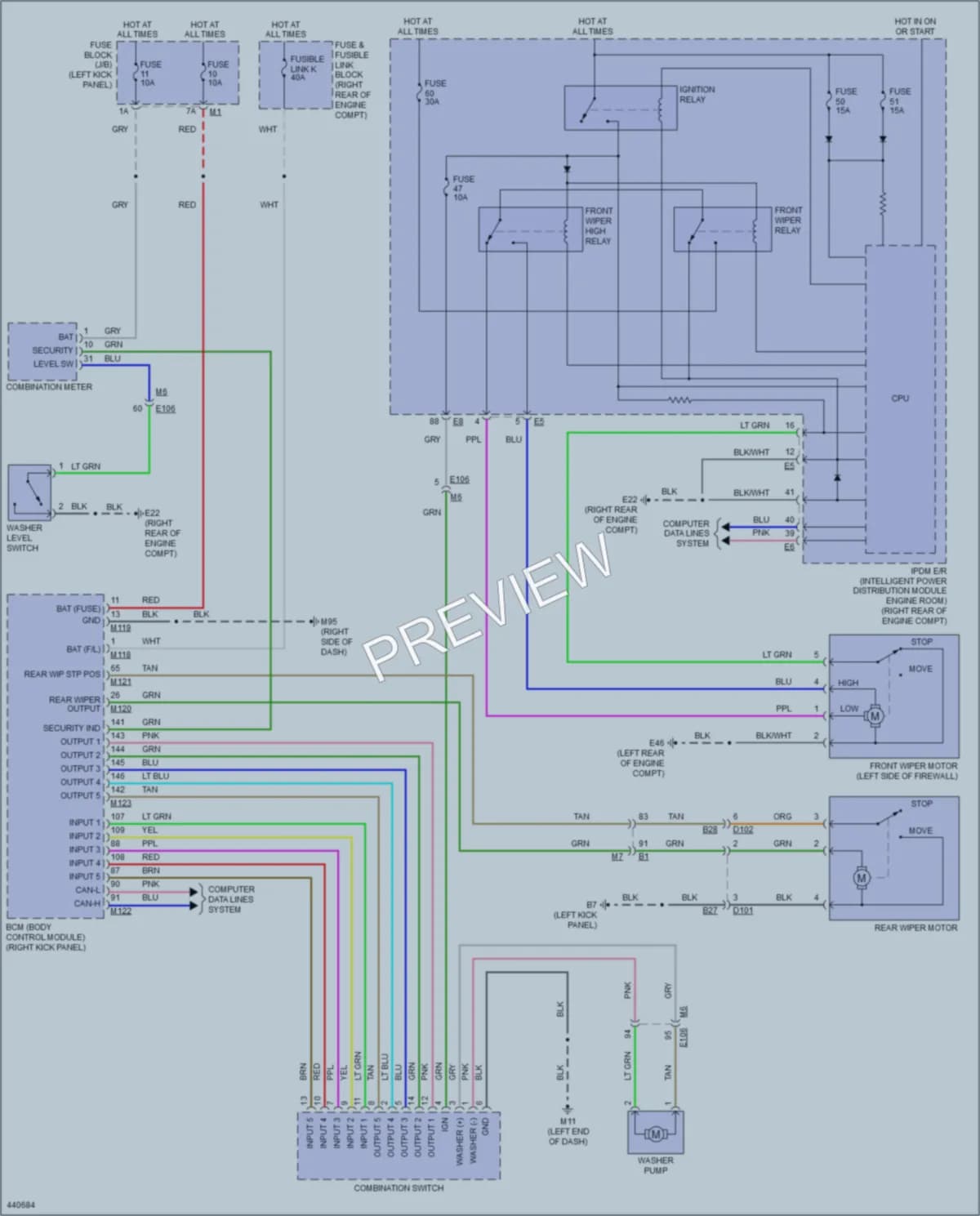 2014 Infiniti QX50 Wiper Washer wiring diagram preview