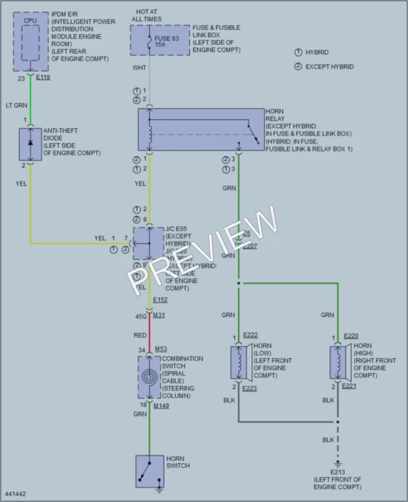 2014 Infiniti QX60 Horn wiring diagram preview