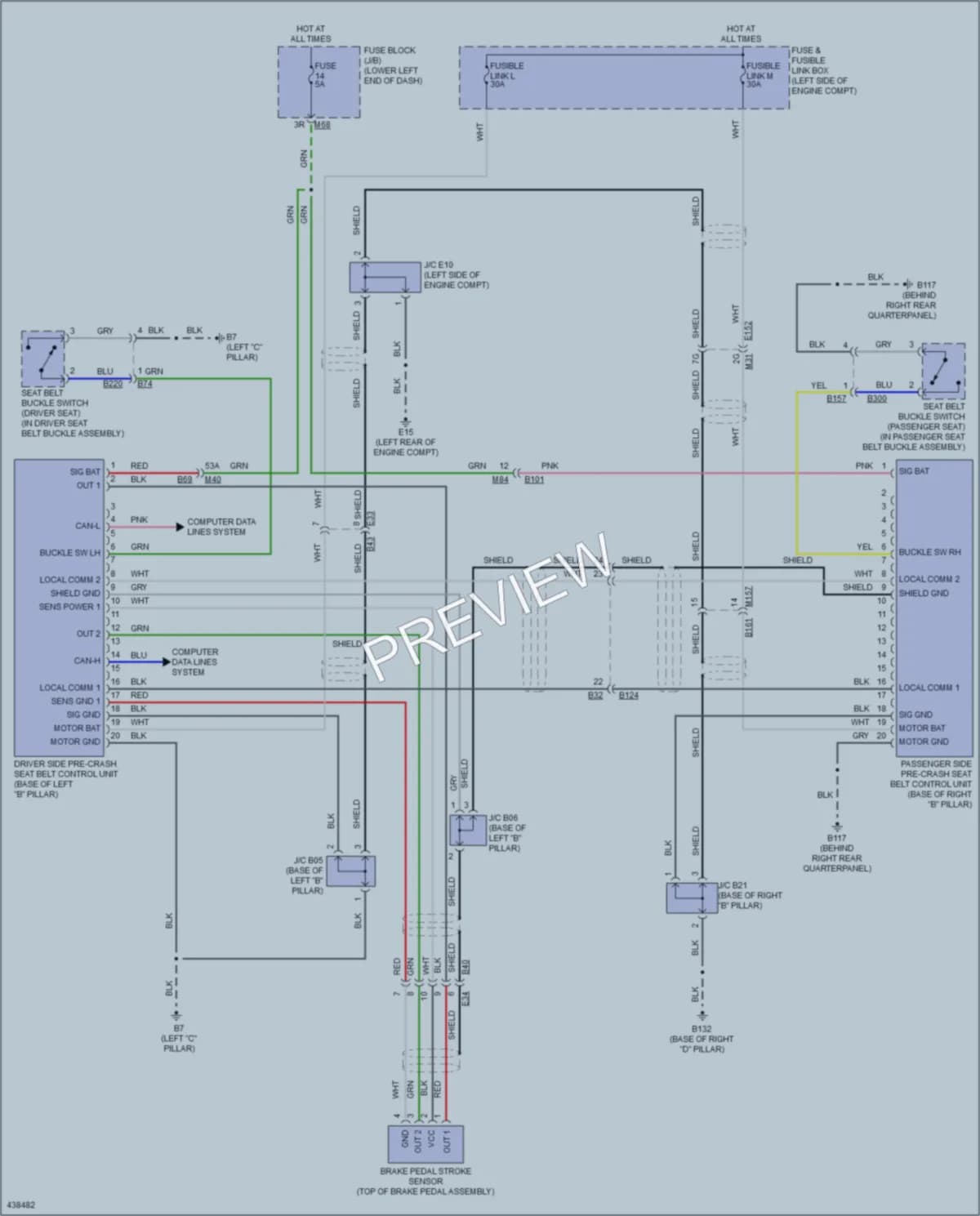 2014 Infiniti QX60Hybrid Passive Restraints wiring diagram preview