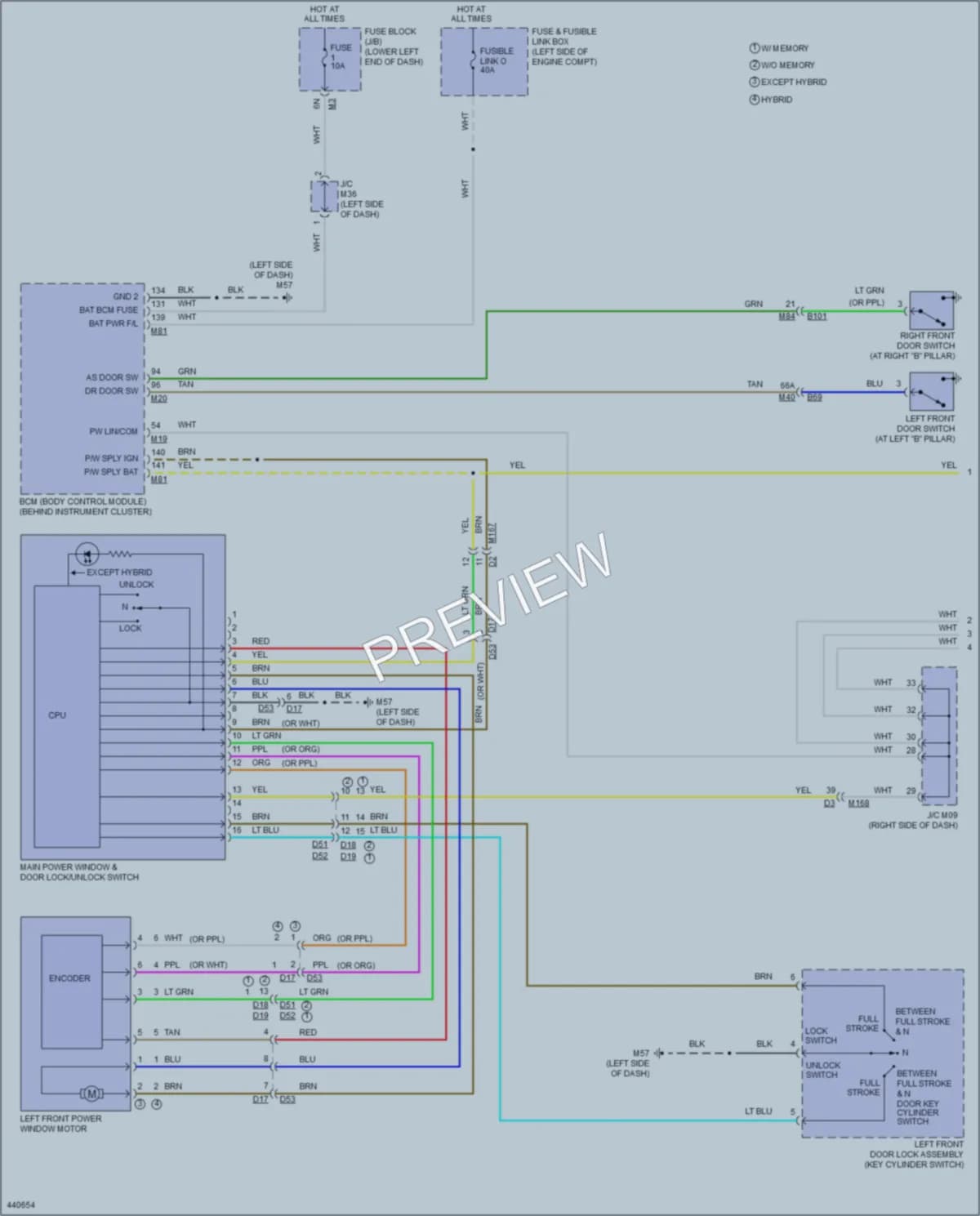 2014 Infiniti QX60Hybrid Power Windows wiring diagram preview