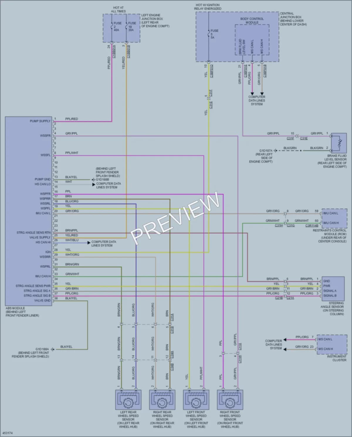 2014 Jaguar FType Anti Lock Brakes wiring diagram preview