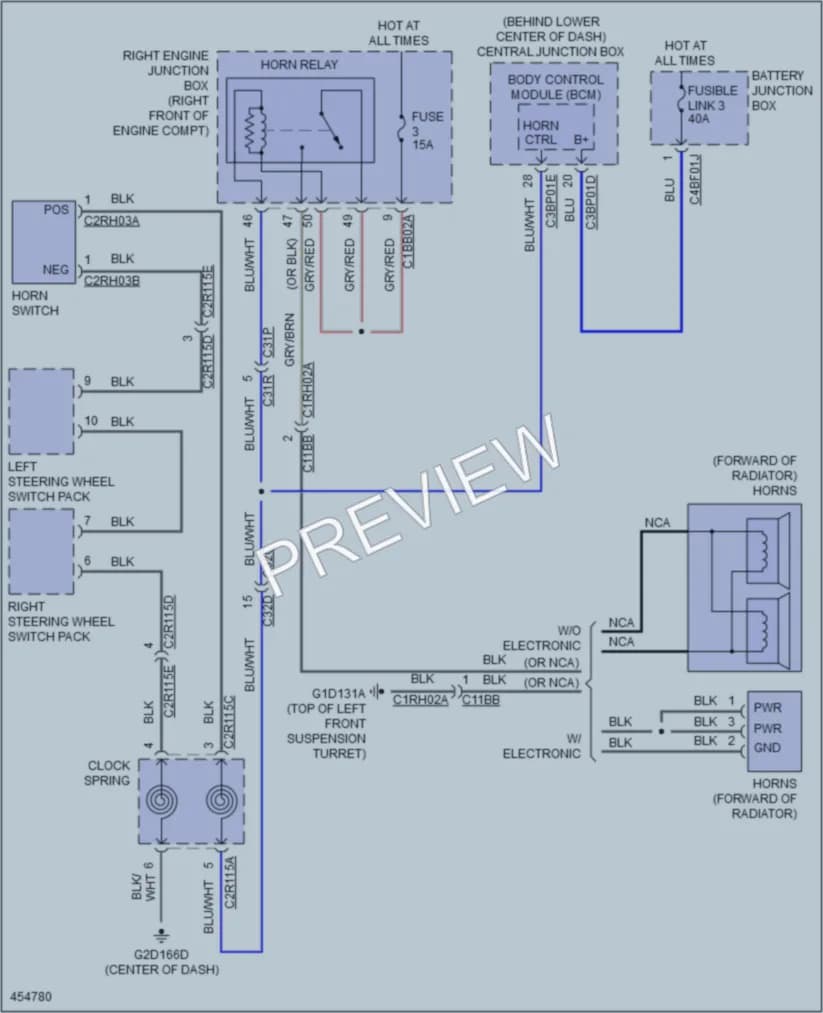 2014 Jaguar FType Horn wiring diagram preview
