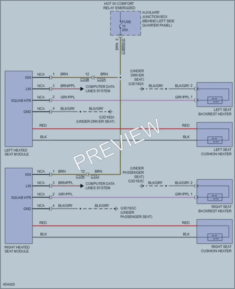 2014 Jaguar FType Power Seats wiring diagram preview