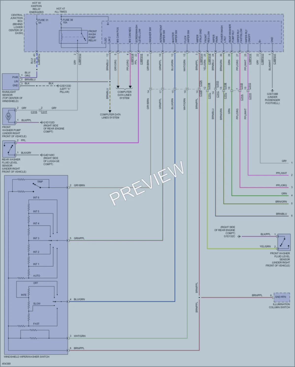 2014 Jaguar FType Wiper Washer wiring diagram preview