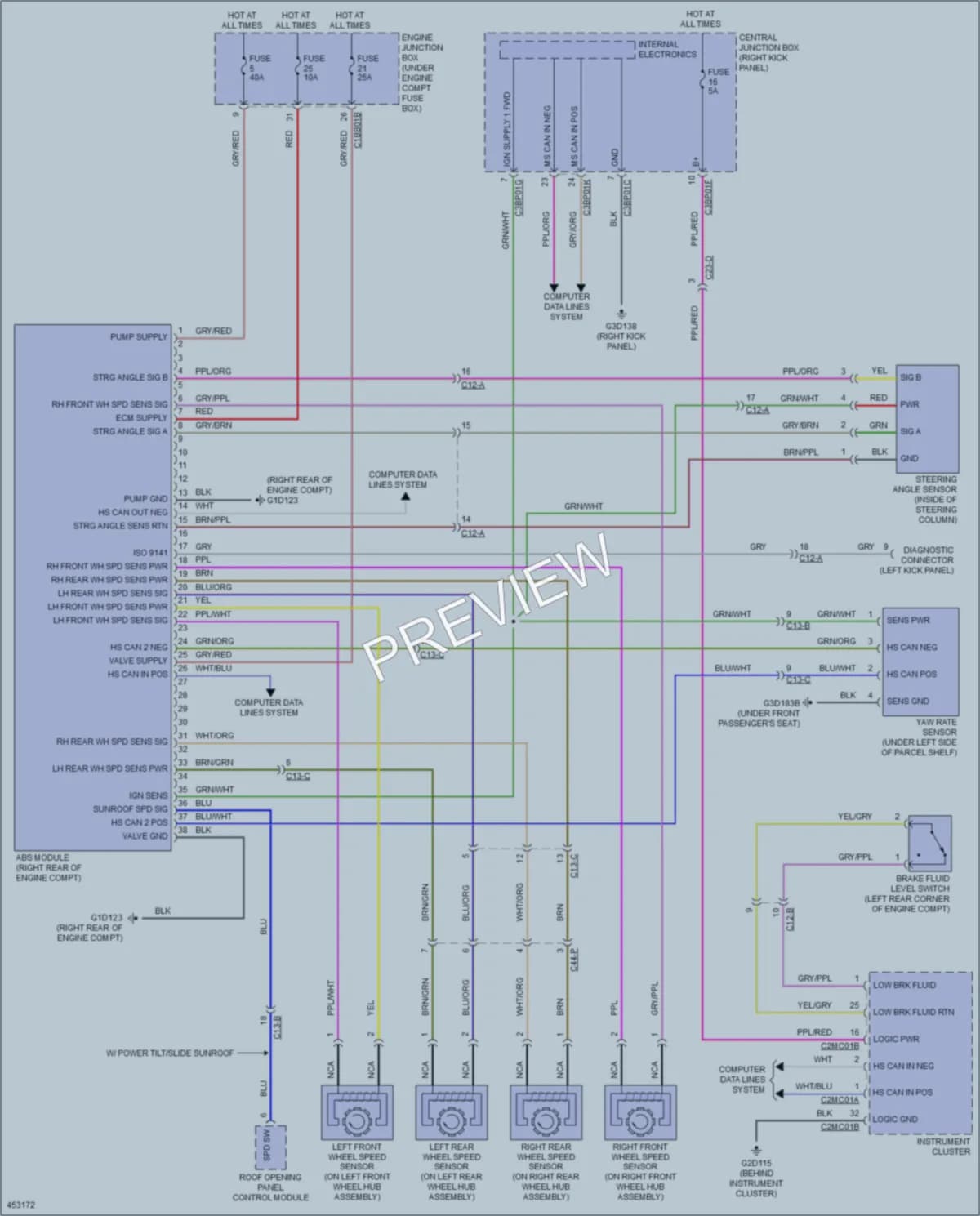 2014 Jaguar XF Anti Lock Brakes wiring diagram preview