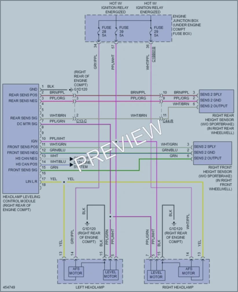2014 Jaguar XF Headlights wiring diagram preview