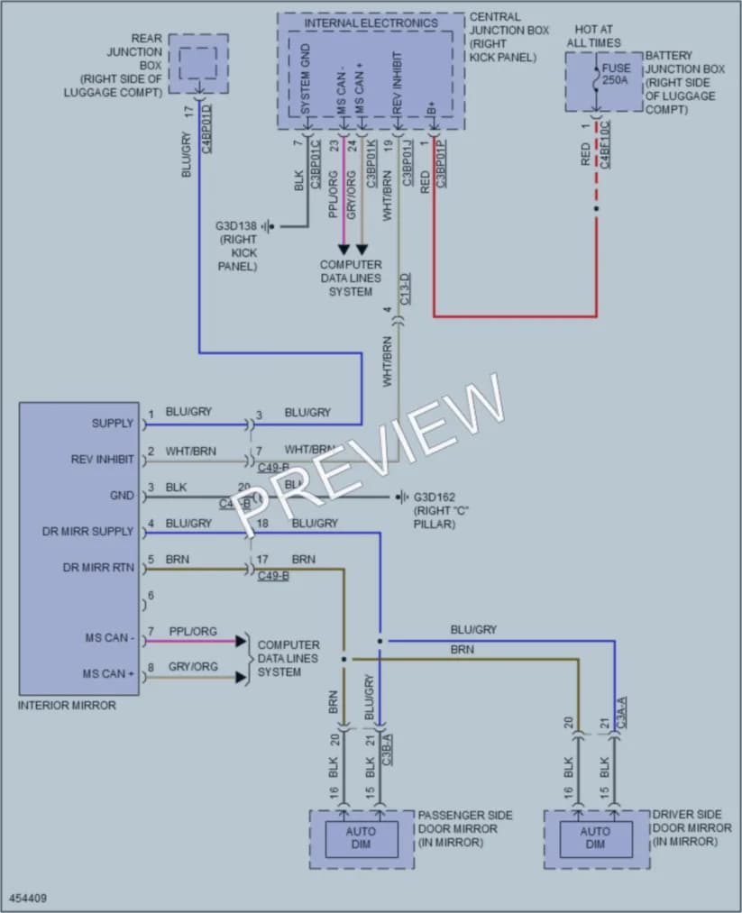 2014 Jaguar XF Power Mirrors wiring diagram preview