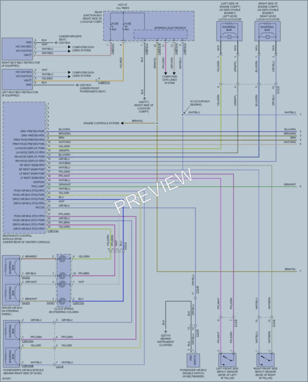 2014 Jaguar XF Supplemental Restraints wiring diagram preview