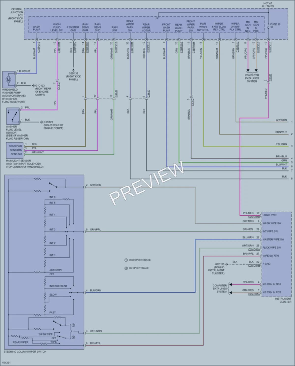 2014 Jaguar XF Wiper Washer wiring diagram preview