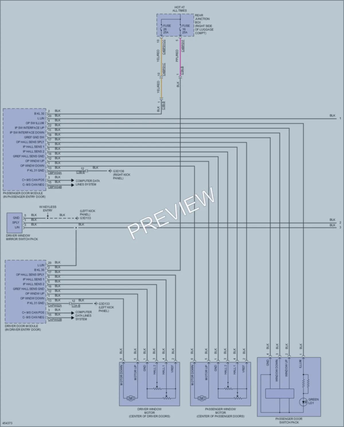 2014 Jaguar XFR Power Windows wiring diagram preview