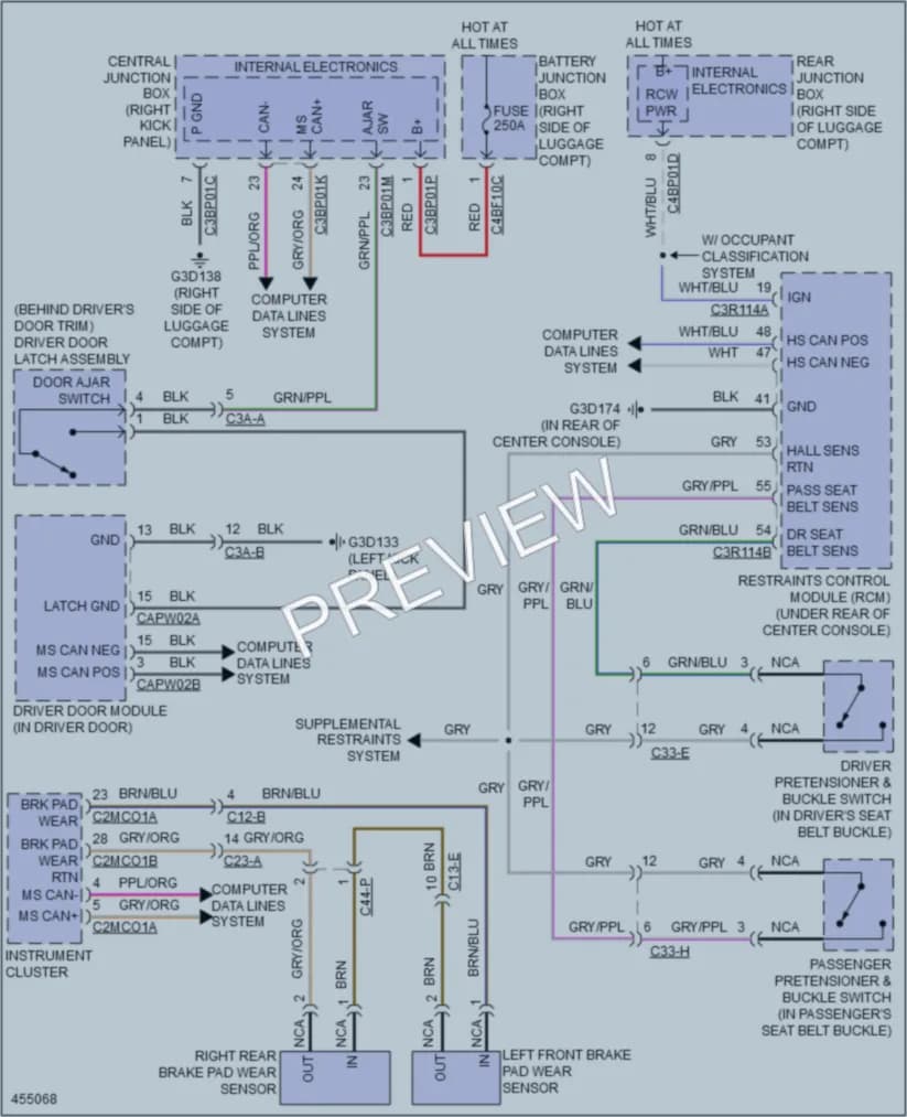 2014 Jaguar XFR Warning Systems wiring diagram preview