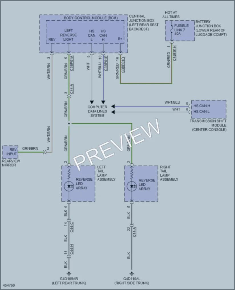 2014 Jaguar XJ Exterior Lights wiring diagram preview