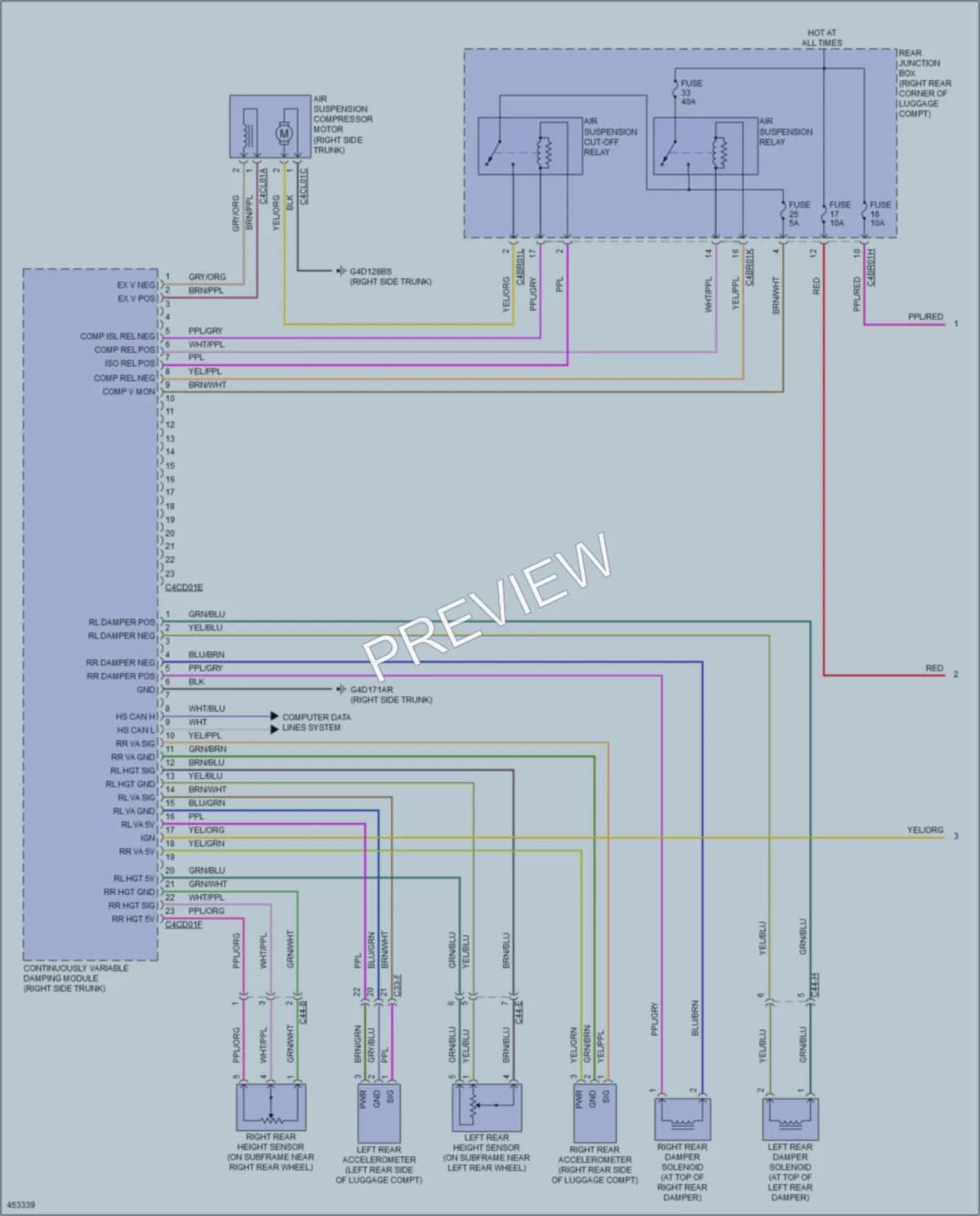 2014 Jaguar XJLSupercharged Electronic Suspension wiring diagram preview