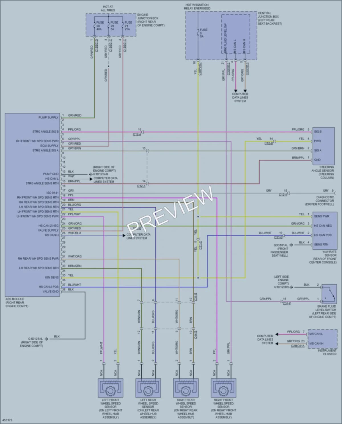 2014 Jaguar XJR Anti Lock Brakes wiring diagram preview