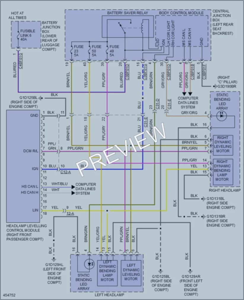 2014 Jaguar XJR Headlights wiring diagram preview