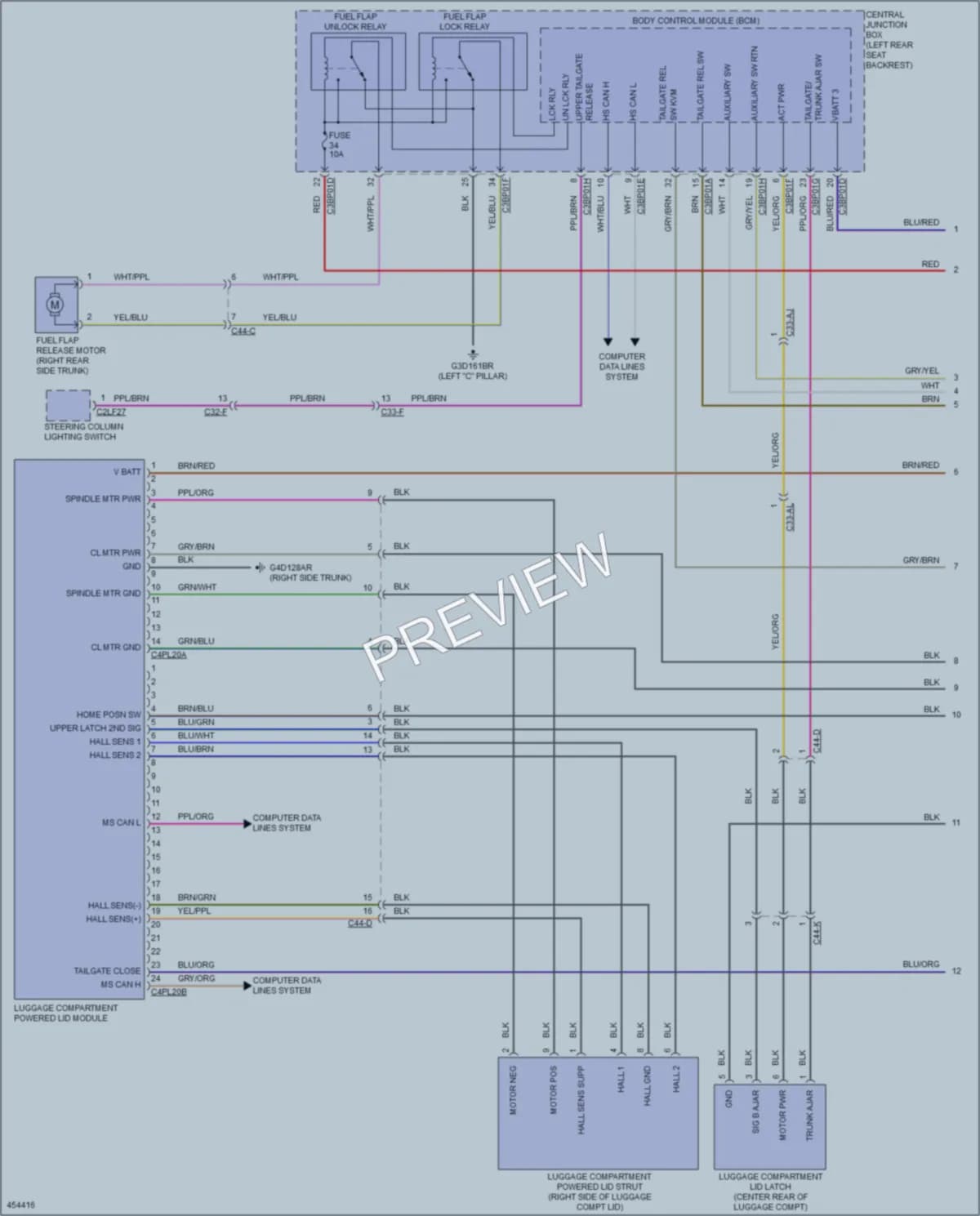 2014 Jaguar XJR Trunk Tailgate Fuel Door wiring diagram preview