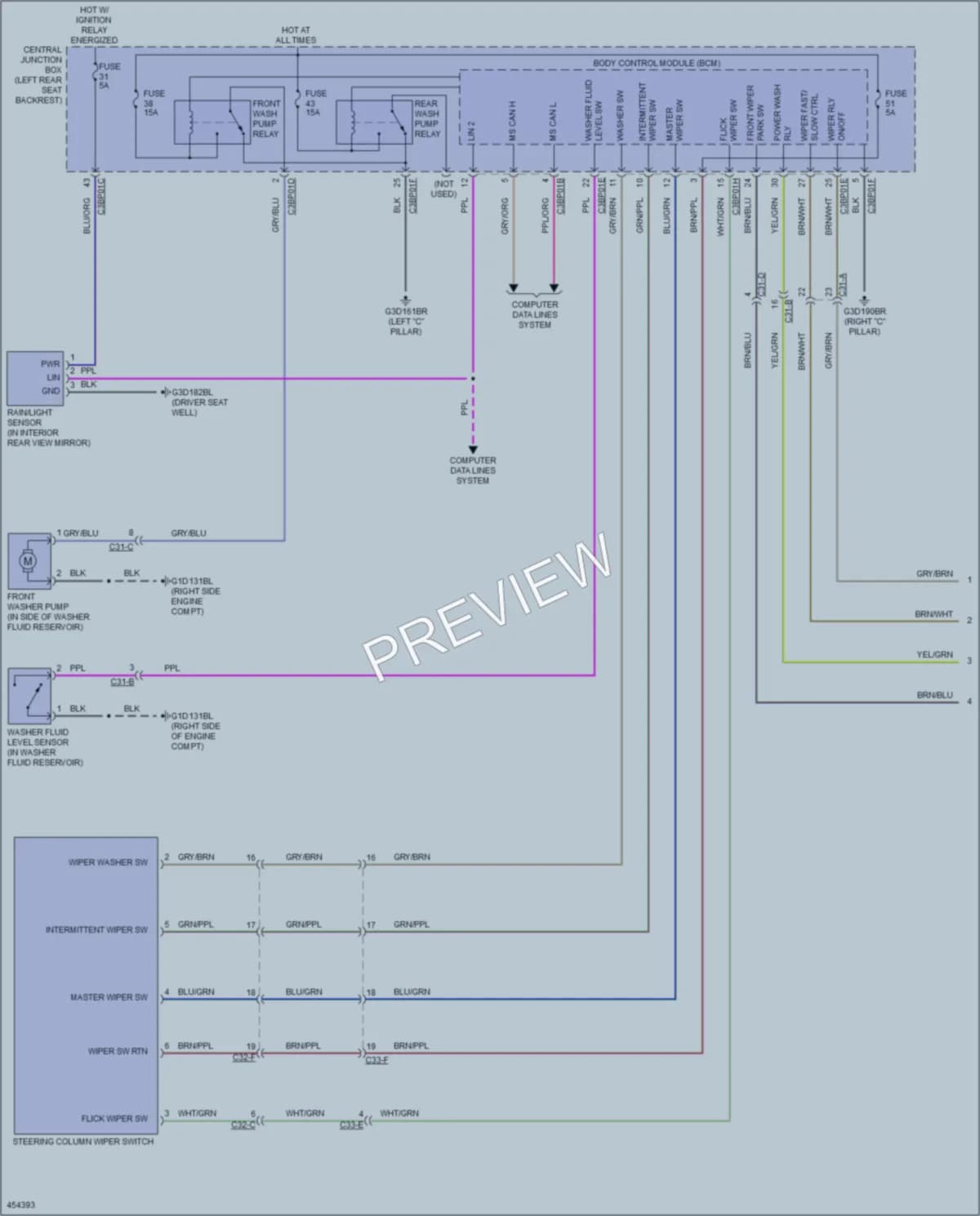 2014 Jaguar XJRL Wiper Washer wiring diagram preview