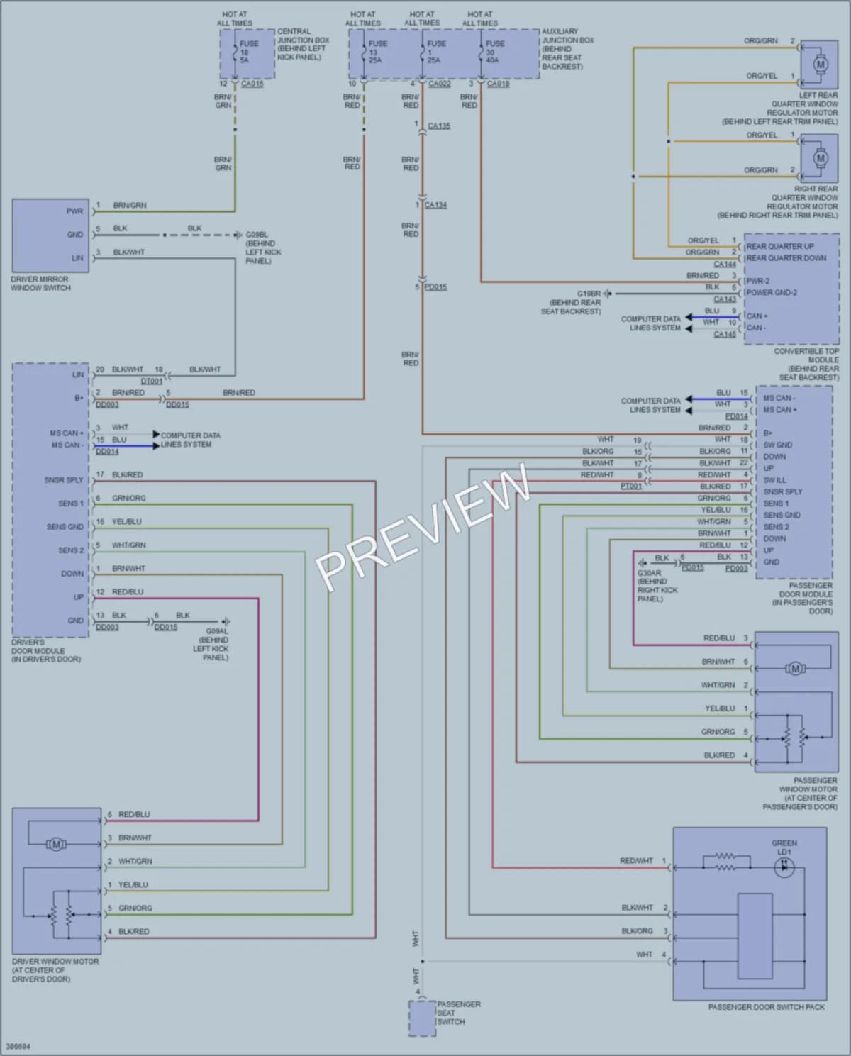 2014 Jaguar XK Power Windows wiring diagram preview